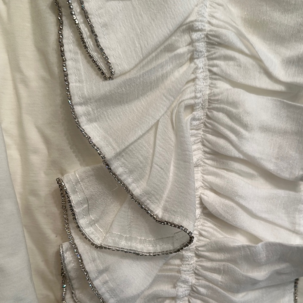 Cream Asymmetrical Ruffled Mini Dress - Picture 4 of 7